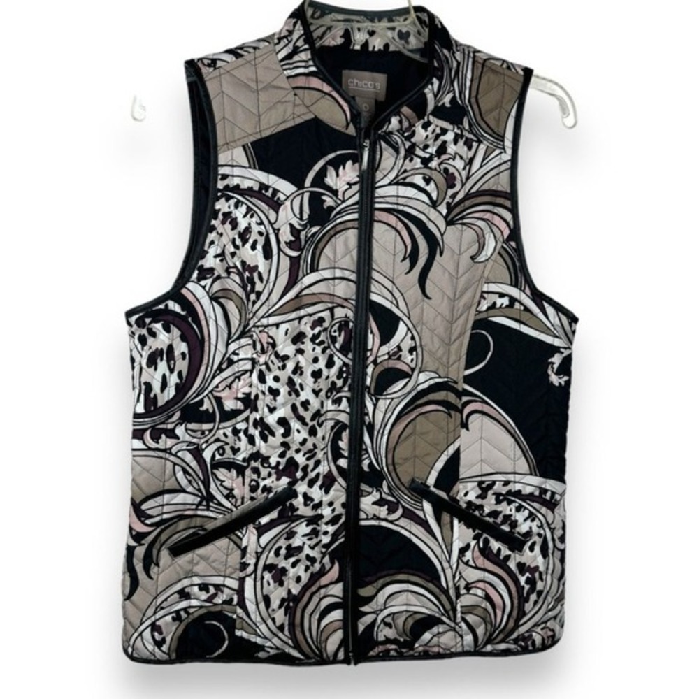 Chicos Quilted Patchwork Vest‎ Womens Size 0 Boho Maximalist Eclectic Artsy